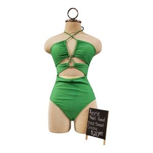 Aerie Real Good Green Cheeky size small One piece swimsuit